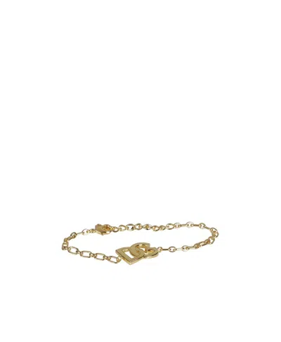 Dolce & Gabbana Oversized-logo Curb Chain Bracelet In Yellow