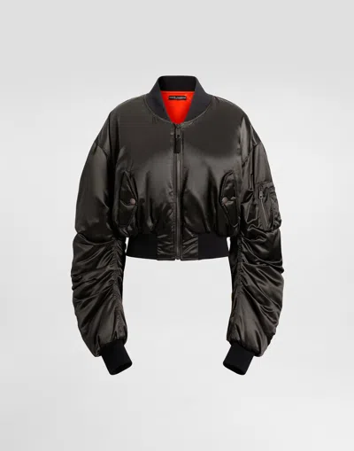 Dolce & Gabbana Oversized Nylon Canvas Jacket In Gray