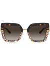 Dolce & Gabbana Oversized Patterned Sunglasses In Brown