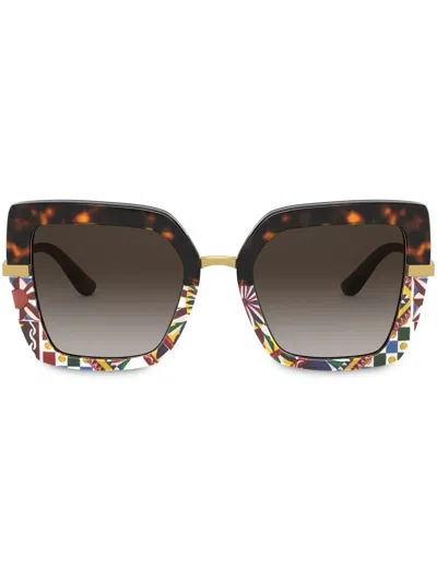 Dolce & Gabbana Oversized Patterned Sunglasses In Brown