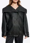 Dolce & Gabbana Oversized Zip-up Leather Biker Jacket In Black
