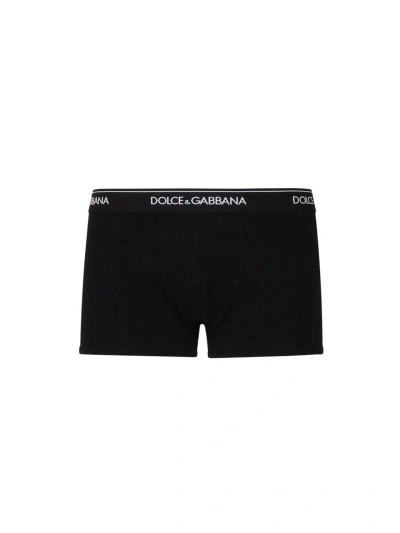 Dolce & Gabbana Pack Containing Two Regular Boxers Of The Same Color In Black