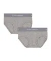 Dolce & Gabbana Pack Of 2 Logo-waistband Boxer Shorts In Gray