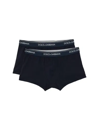 Dolce & Gabbana Pack Of Two Boxers In Blue