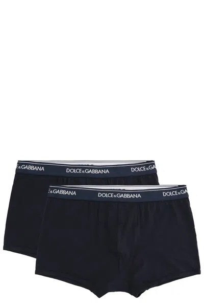 Dolce & Gabbana Pack Of Two Boxers In Blue