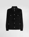 Dolce & Gabbana Padded And Quilted Velvet Shirt Jacket In Black