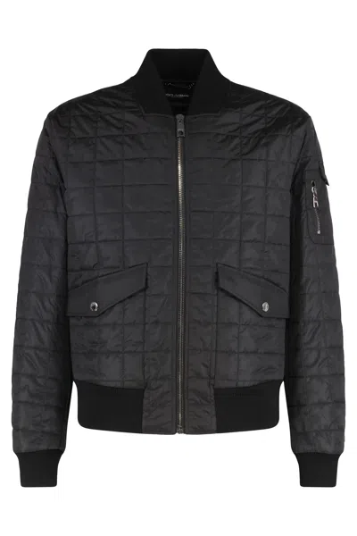 Dolce & Gabbana Padded Bomber Jacket In Black