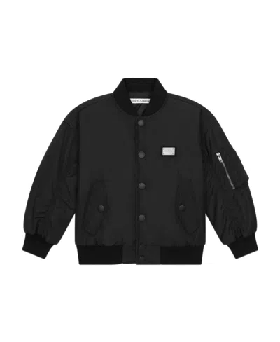 Dolce & Gabbana Padded Bomber Jacket In Black