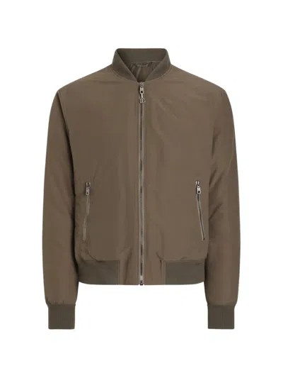 Dolce & Gabbana Padded Canvas Bomber Jacket In Brown