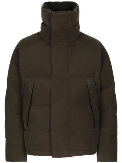 Dolce & Gabbana Padded Canvas Jacket In Brown