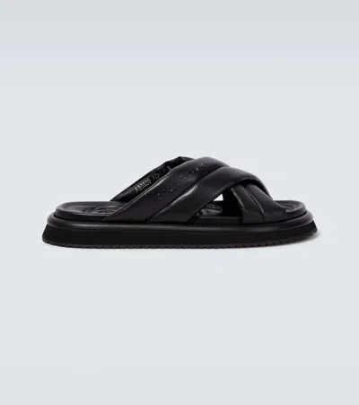 Dolce & Gabbana Padded Crossover Slides In Black