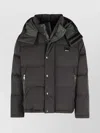 Dolce & Gabbana Padded High Collar Hooded Jacket With Zip Pockets In Black