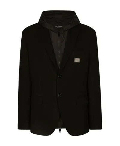Dolce & Gabbana Padded Hooded Gilet In Black