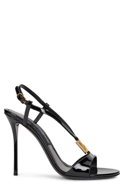 Dolce & Gabbana Padded Insole High-heeled Sandal With Golden Buckle In Black
