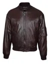Dolce & Gabbana Lambskin Zip-up Bomber Jacket In Brown