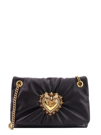 Dolce & Gabbana Padded Leather Shoulder Bag With Jewel Detail In Black