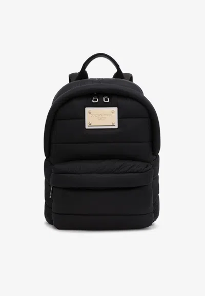 Dolce & Gabbana Padded Nylon Backpack In Black
