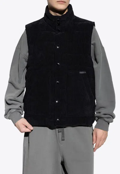Dolce & Gabbana Padded Ribbed Vest In Black