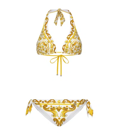 Dolce & Gabbana Padded Triangle Bikini In Yellow