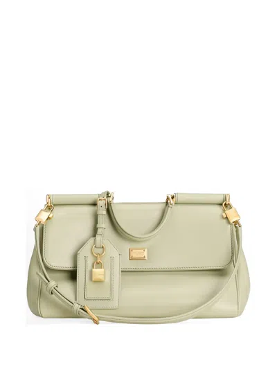 Dolce & Gabbana Padlock Charm Clutch Bag In Green