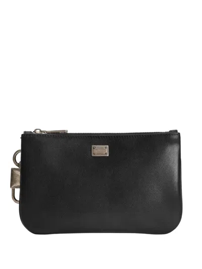 Dolce & Gabbana Padlock-charm Wash Bag In Black