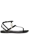 Dolce & Gabbana Padlock Patent-leather Flat Sandals In Black