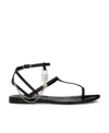 Dolce & Gabbana Padlock Patent-leather Flat Sandals In Black