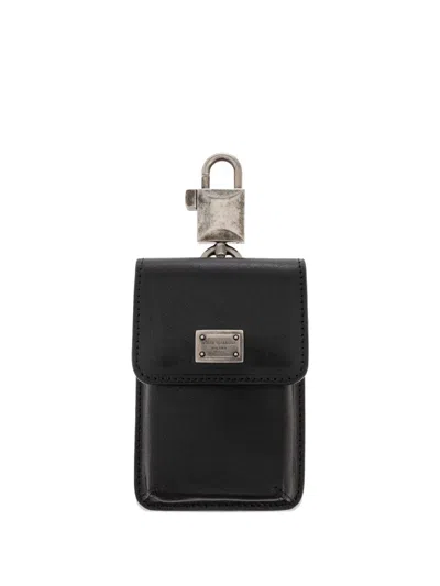 Dolce & Gabbana Padlock Plaque Travel Acessories In Black