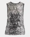 Dolce & Gabbana Paillette Embellished Tank Top In Silver