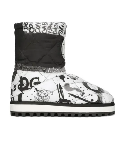 DOLCE & GABBANA PAINT SPLATTER-PRINT PADDED BOOTS