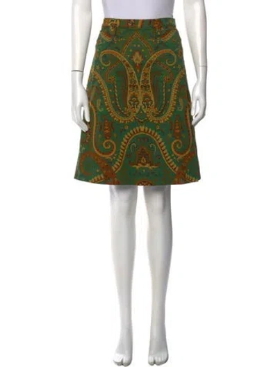 Pre-owned Dolce & Gabbana Paisley Print Knee-length Skirt In Green