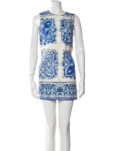 Pre-owned Dolce & Gabbana Paisley Print Mini Dress In Blue