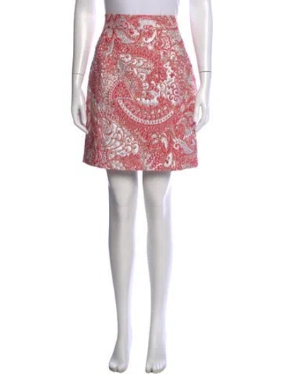 Pre-owned Dolce & Gabbana Paisley Print Mini Skirt In Metallic/pink