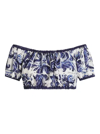 Dolce & Gabbana Paisley-print Off-shoulder Top In Multi