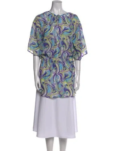 Pre-owned Dolce & Gabbana Paisley Print Scoop Neck Tunic In White