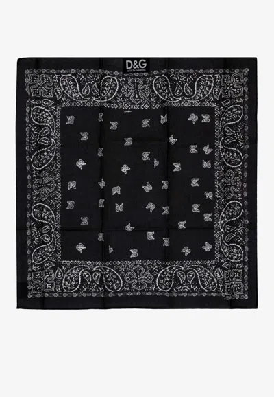 Dolce & Gabbana Paisley Print Square Scarf In Black