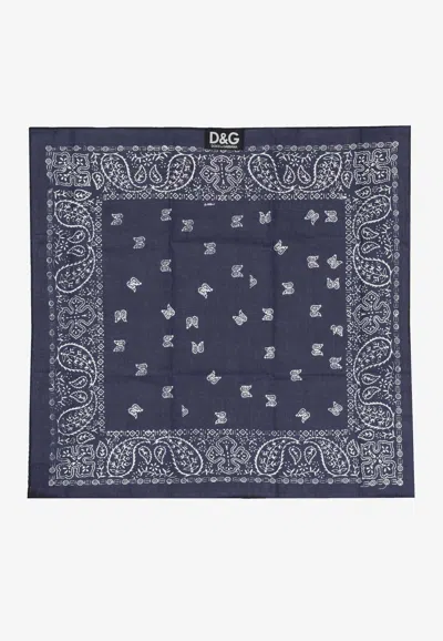 Dolce & Gabbana Paisley Print Square Scarf In Blue