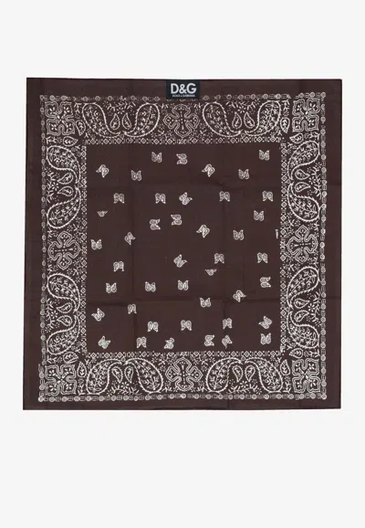 Dolce & Gabbana Paisley Print Square Scarf In Brown
