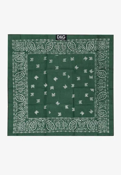 Dolce & Gabbana Paisley Print Square Scarf In Green