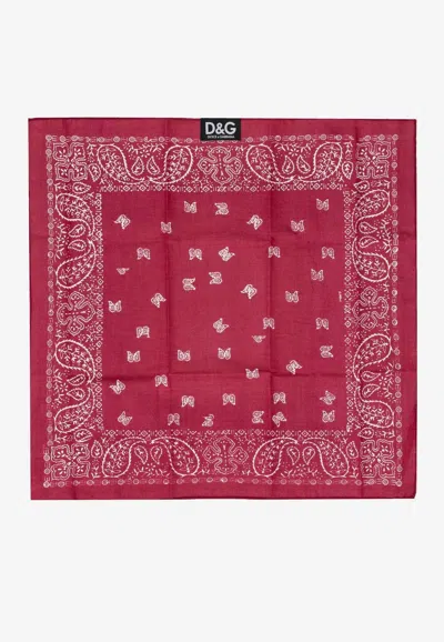 Dolce & Gabbana Paisley Print Square Scarf In Red