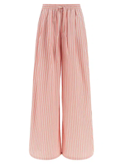 Dolce & Gabbana Striped Cotton-silk Poplin Trousers In Pink