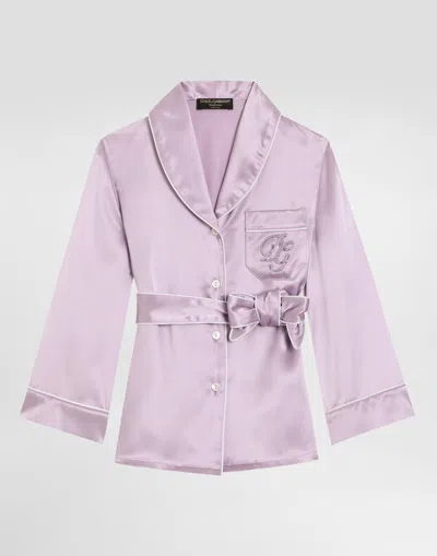 Dolce & Gabbana Pajama Shirt With Dg Logo Embroidery In Multicolor