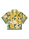 Dolce & Gabbana Rose-print Silk Shirt In Yellow