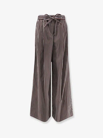 Dolce & Gabbana Pajamas Striped Poplin Trousers In Brown