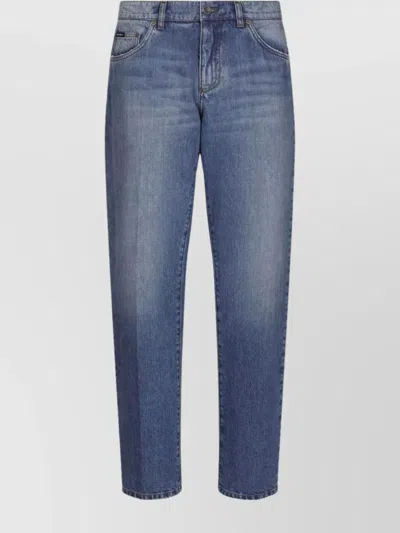 Dolce & Gabbana Pal1 Palermo Cotton Straight Cut Trousers In Blue