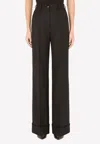 Dolce & Gabbana Palazzo Pants In Virgin Wool In Black