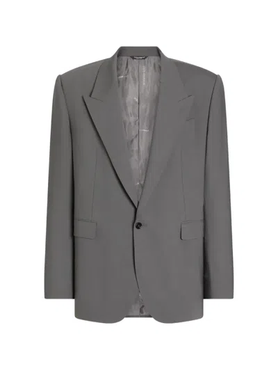 Dolce & Gabbana Palermo Single-breasted Wool Jacket In Gray