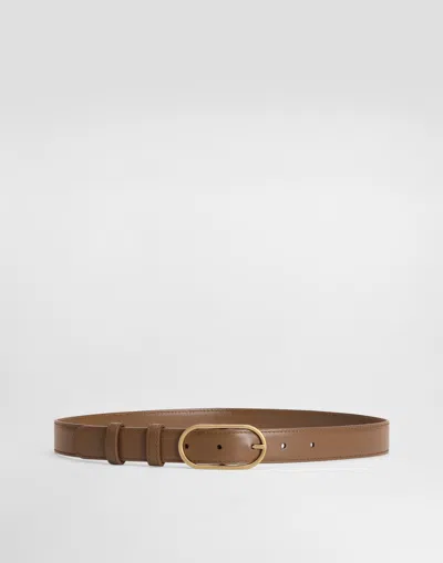 Dolce & Gabbana Palmated Calfskin Belt In Brown
