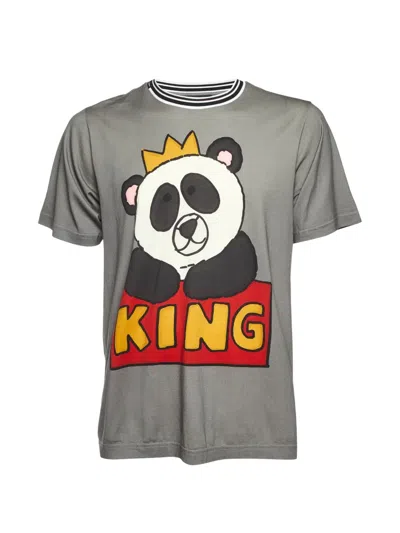 Pre-owned Dolce & Gabbana Panda King Graphic T-shirt In Gray