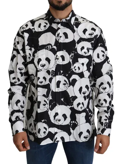 DOLCE & GABBANA DOLCE & GABBANA PANDA PRINT PURE COTTON SHIRT - BLACK MEN'S WHITE